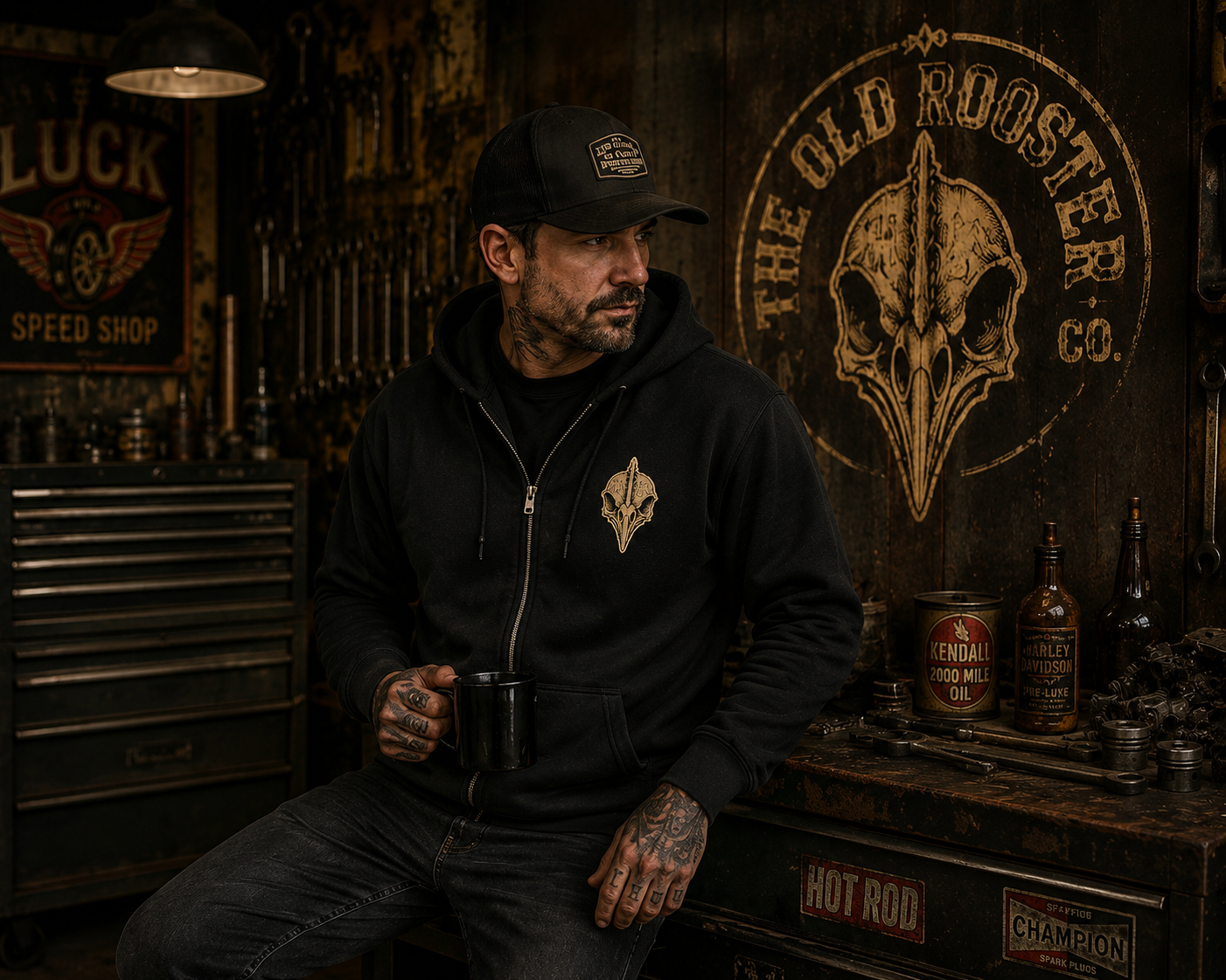Old Rooster Co. Logo Zip Hoodie