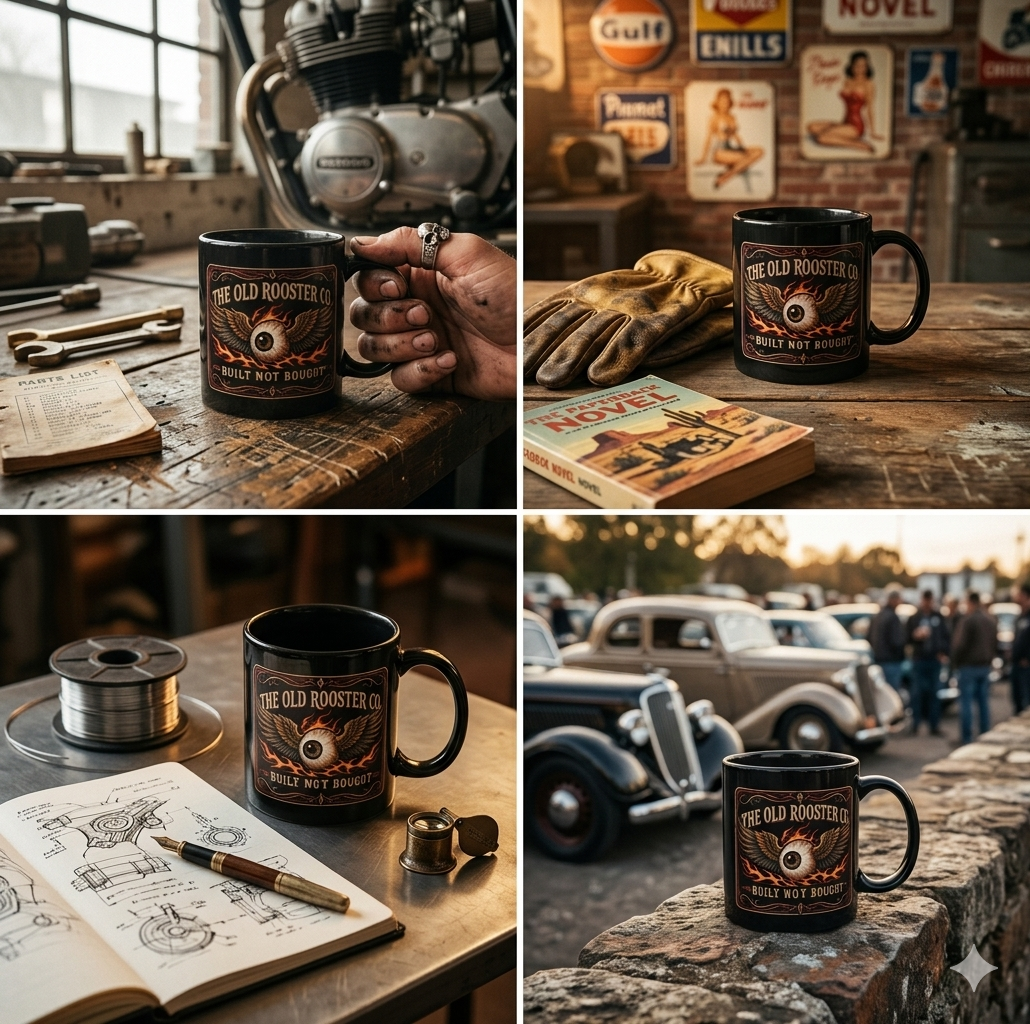 Old Rooster Co. flying eyeball Mug
