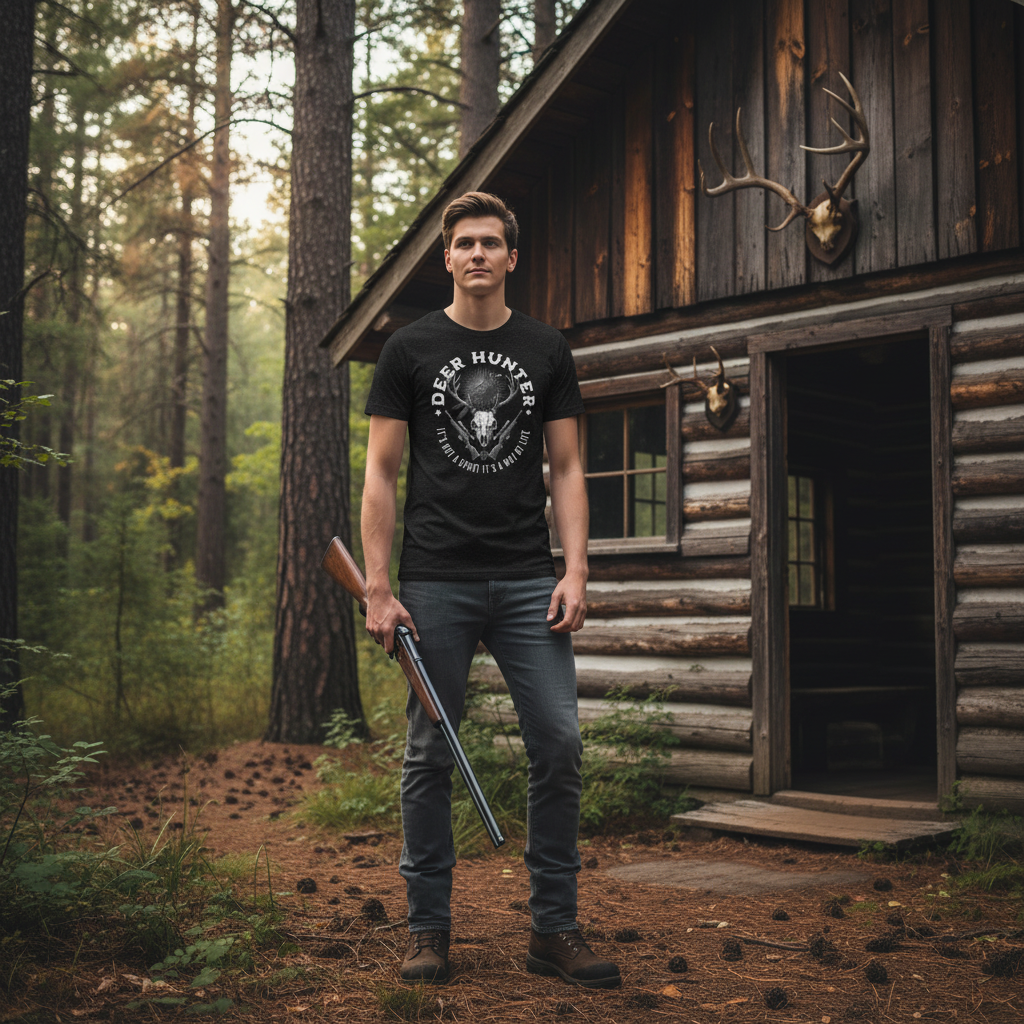 Deer Hunter Tee - Hunting Cabin