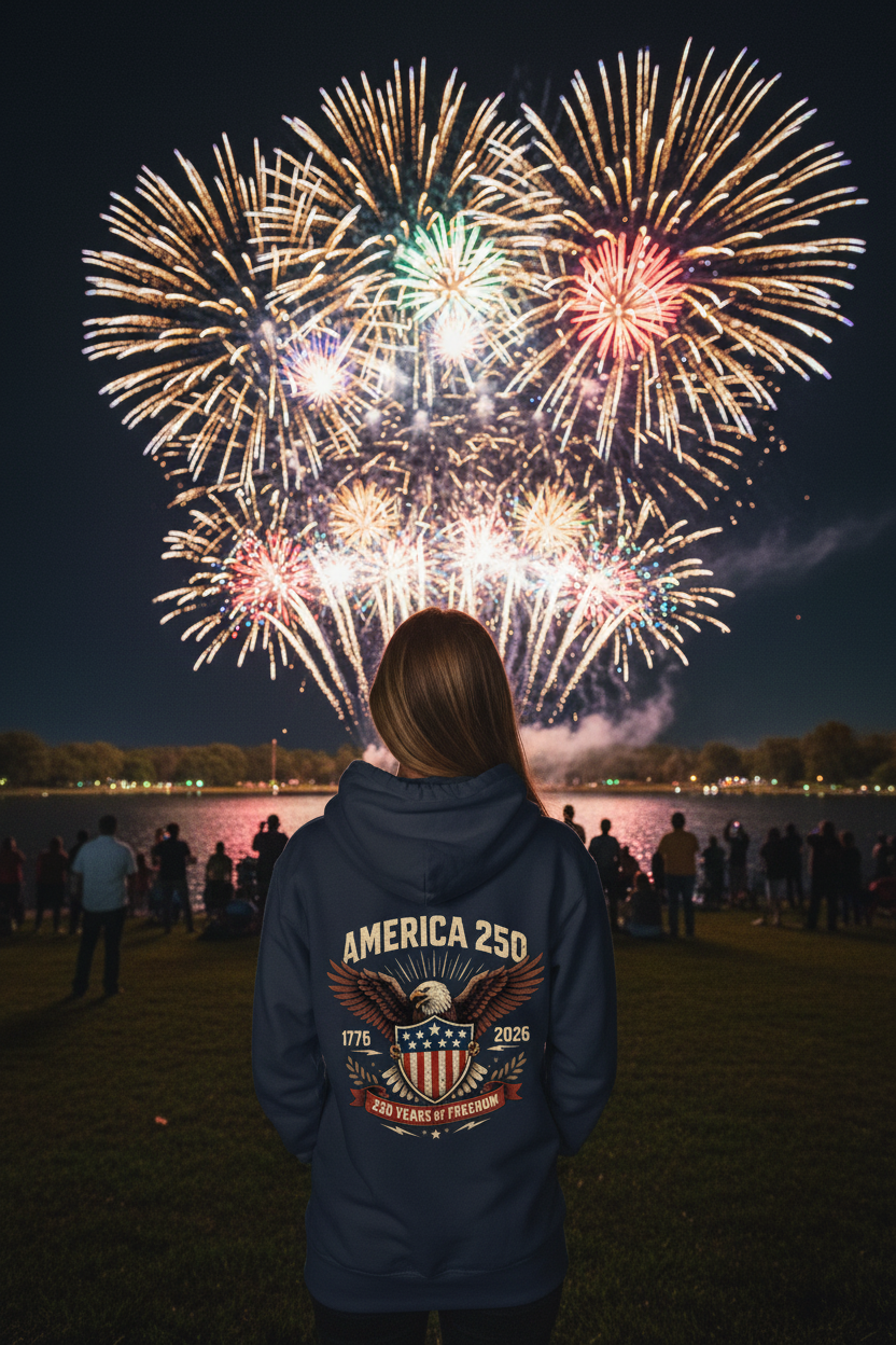 Fireworks - Navy Hoodie Back