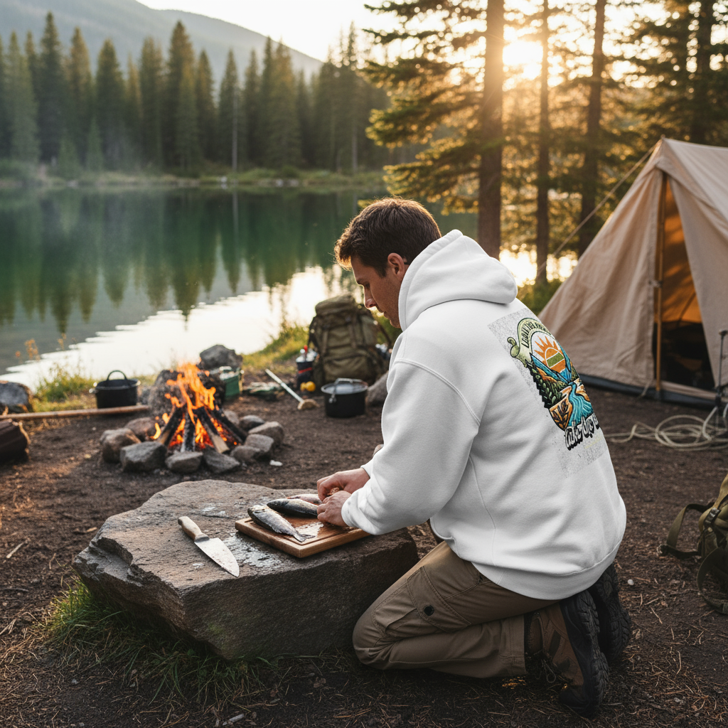 Just Add Water Hoodie White - Cleaning Fish Lakeside