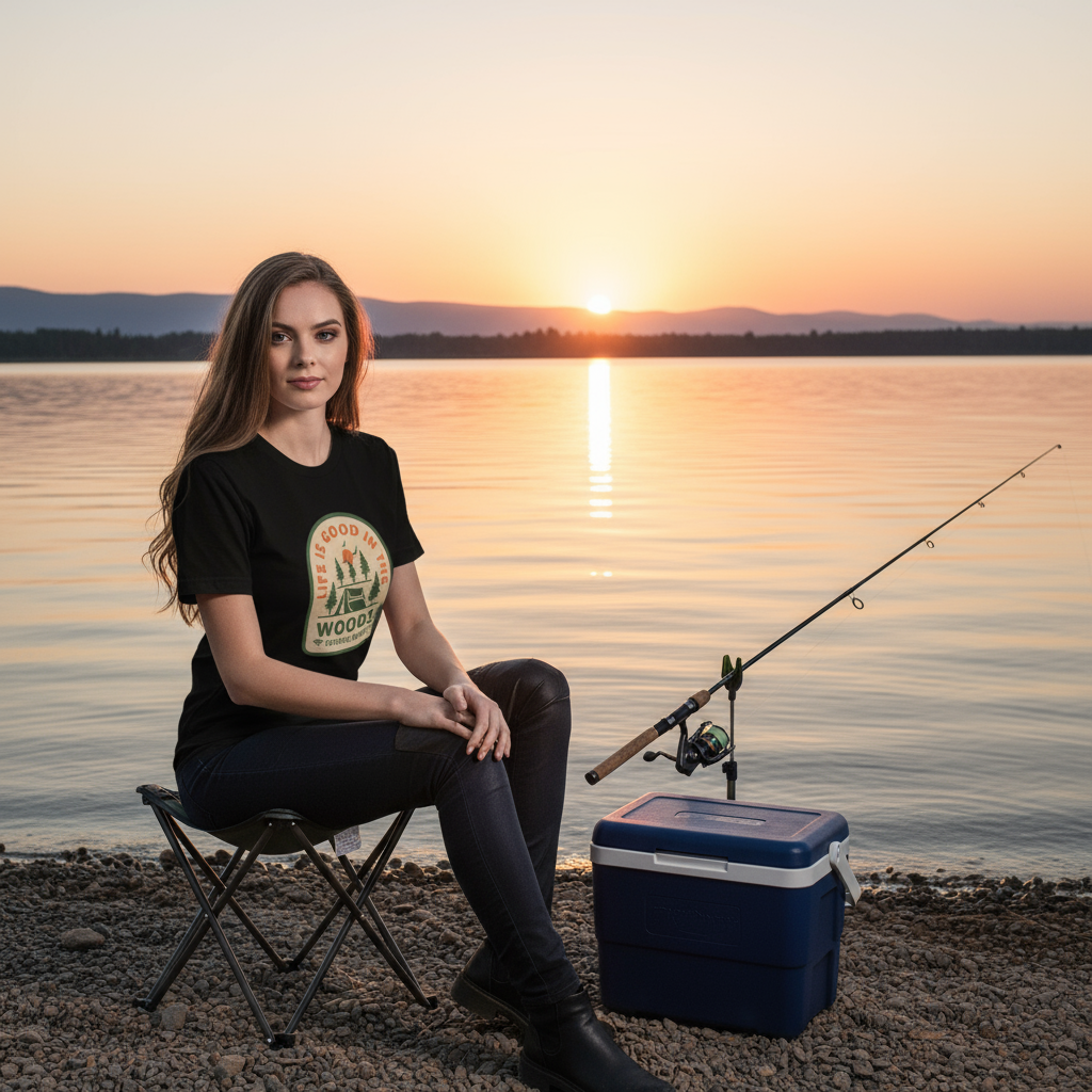 Lakeside fishing scene