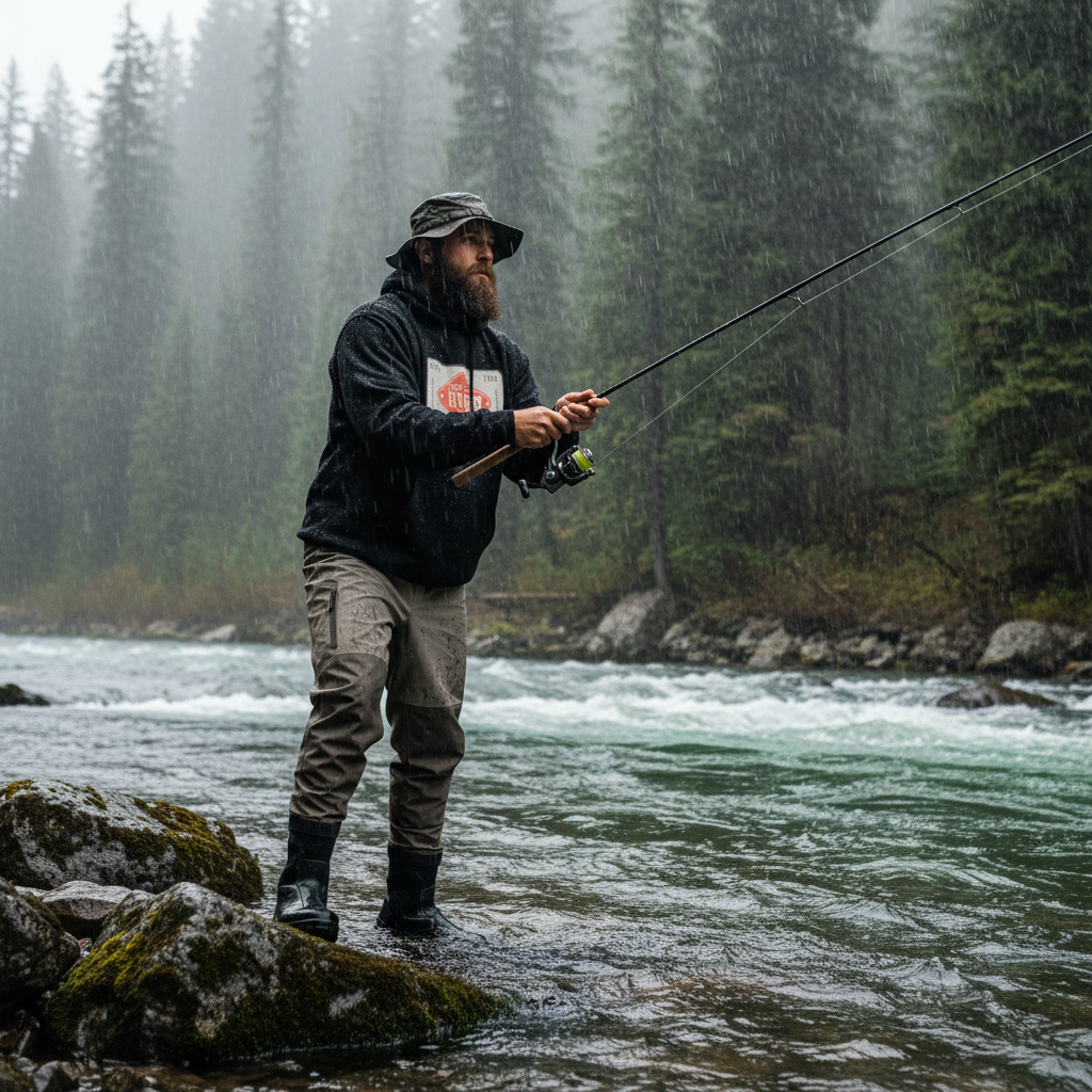 River Rat Hoodie - Rainy Fishing