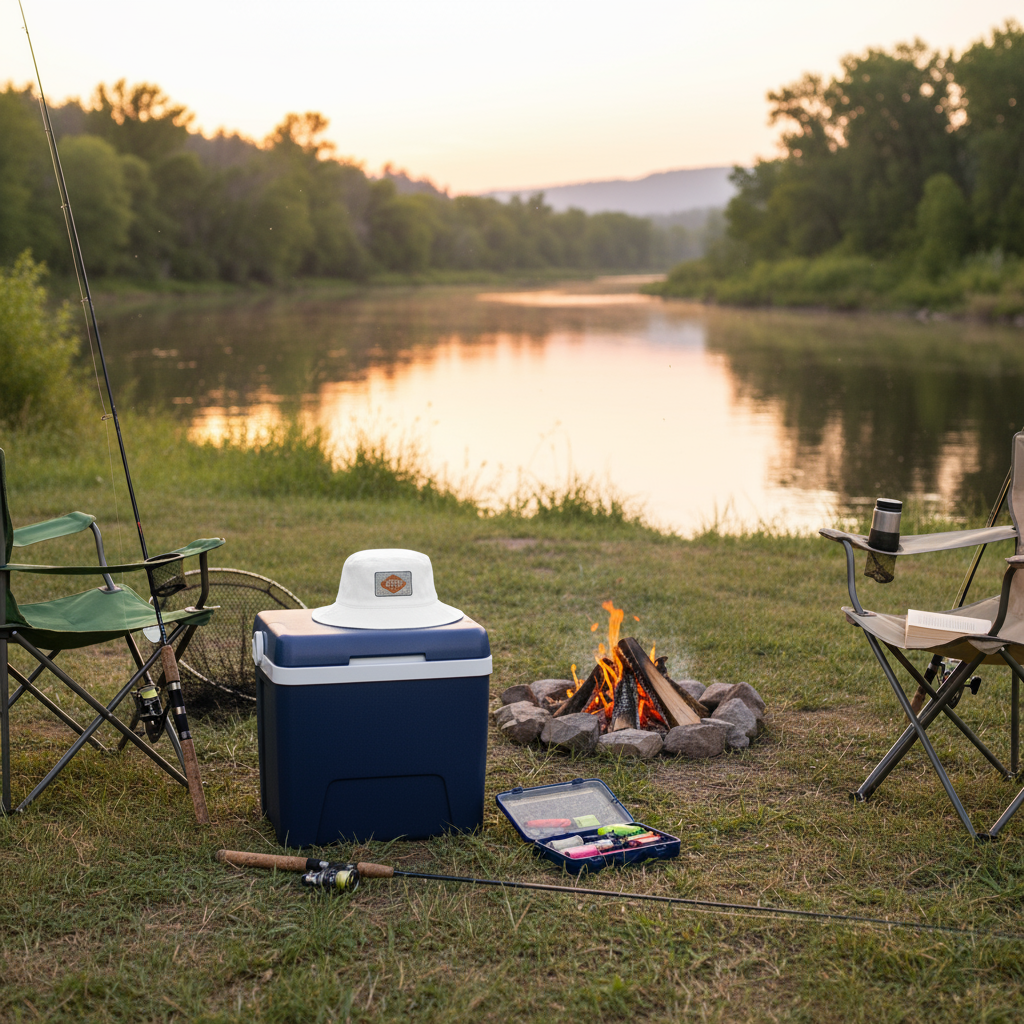 Riverside camping scene